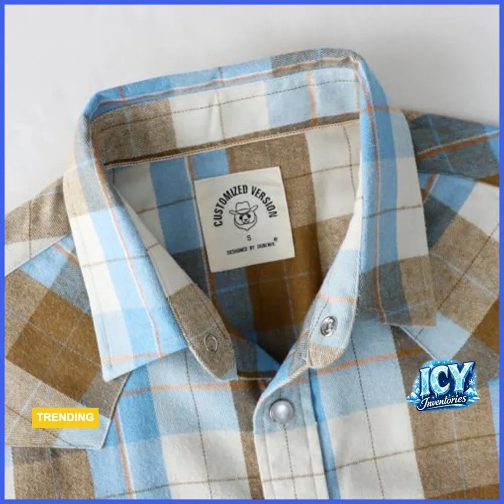 Men's Flannel Pearl Snap Western Shirt Long Sleeve Button Down